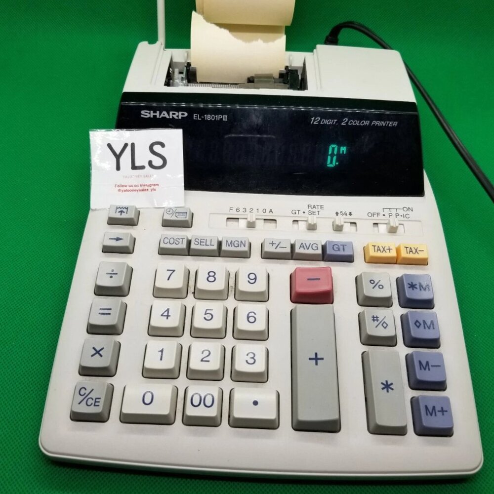 Sharp Desktop Calculator Tested Works EL-1801PIII 12-Digit 2-Color Printer - Picture 2 of 5